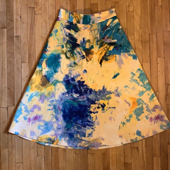 H&M | Abstract Watercolor Midi Skirt - Picture 4 of 6